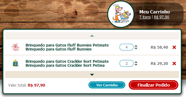 Carrinho Dropdown Exemplo